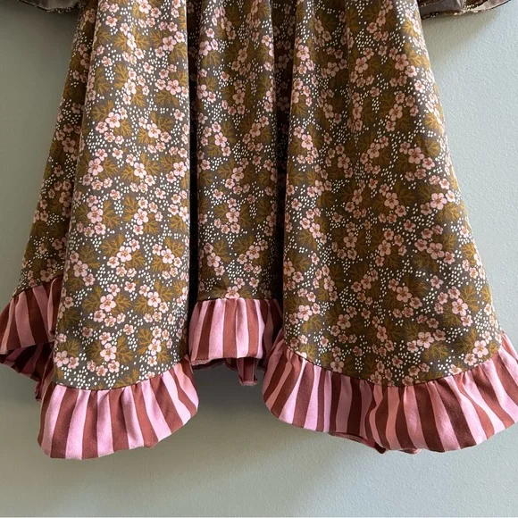 Wildflowers Pink Brown Floral Bell Sleeve Dress, Size 4